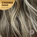 JBEXTENSION CHIARA MONO Full Monofilament Wig 18 Inches Brown With Highlight Wave Full Mono Lace Wig CHIARA MONO
