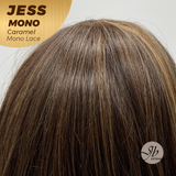 JBEXTENSION JESS MONO Monofilament Handmade Wig 6X5 Full Monofilament Hand Tied Top Wig 10 Inches Caramel Mono Lace Wig With Anti-slip Silicone Strips Glueless Wig JESS MONO CARAMEL【BENDY EAR TABS】