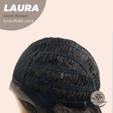 JBEXTENSION 14 Inches Dark Brown Pre-Cut Side Part Snowflake Lace Frontlace Glueless Wig LAURA SNOWFLAKE DARK BROWN【BENDY EAR TABS】