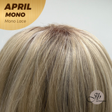 JBEXTENSION APRIL MONO Monofilament Handmade Wig 6X5 Full Monofilament Hand Tied Top Wig 18 Inches Mix Blonde Mono Lace Wig With Anti-slip Silicone Strips Glueless Wig APRIL MONO MIX BLONDE【BENDY EAR TABS】