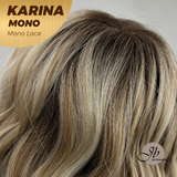 JBEXTENSION KARINA MONO Full Monofilament Handmade Full Lace Full Hand Tied Wig 14 Inches Blonde Mono Lace Handmade Futura Fiber Wig Glueless Wig KARINA MONO