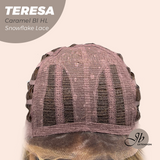 [PRE-ORDER] JBEXTENSION 18 Inches Caramel Blonde Highlight Pre-Cut Snowflake Lace Frontlace Glueless Wig TERESA CARAMEL BLONDE HIGHLIGHT【PERMATEASE】