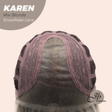 JBEXTENSION 18 Inches Mix Blonde Pre-Cut T Part Snowflake Lace Frontlace Glueless Wig KAREN MIX BLONDE【BENDY EAR TABS】