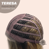 JBEXTENSION 18 Inches Shatush Mix Blonde Pre-Cut Snowflake Lace Frontlace Glueless Wig TERESA SHATUSH MIX BLONDE【PERMATEASE】【BENDY EAR TABS】