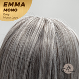 JBEXTENSION EMMA MONO Monofilament Handmade Wig 6X5 Full Monofilament Hand Tied Top Wig 14 Inches Grey Mono Lace Wig With Anti-slip Silicone Strips Glueless Wig EMMA MONO GREY【BENDY EAR TABS】