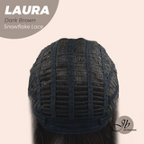 JBEXTENSION 14 Inches Dark Brown Pre-Cut Side Part Snowflake Lace Frontlace Glueless Wig LAURA SNOWFLAKE DARK BROWN【BENDY EAR TABS】