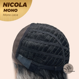 JBEXTENSION NICOLA MONO Monofilament Handmade Wig 6X5 Full Monofilament Hand Tied Top Wig 14 Inches Salt and Pepper Mono Lace Wig Glueless Wig NICOLA MONO【BENDY EAR TABS】