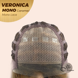 JBEXTENSION VERONICA MONO Full Monofilament Wig 12 Inches Caramel Wave Mono Lace Wig With Anti-slip Silicone Strips Glueless Wig VERONICA MONO CARAMEL