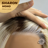 [PRE-ORDER] JBEXTENSION SHARON MONO Full Monofilament Wig 20 Inches Platinum Blonde With Dark Root Wave Mono Lace Wig With Anti-slip Silicone Strips Glueless Wig SHARON MONO