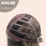 JBEXTENSION 12 Inches Bob Cut Milan Blonde Pre-Cut Snowflake Lace Frontlace Glueless Wig KHLOE MILAN BLONDE【PERMATEASE】