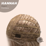 JBEXTENSION 20 Inches Peach Pre-Cut Frontlace Glueless Wig with Bangs HANNAH PEACH