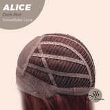 JBEXTENSION 12 Inches Dark Red Pre-Cut Side Part Snowflake Lace Frontlace Glueless Wig ALICE DARK RED【BENDY EAR TABS】