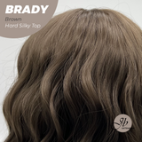 JBEXTENSION 12 Inches Scalpiana Wave Brown 3.5X4 Hard Silky Top Natural Scalp Effect Wig with Bang BRADY BROWN