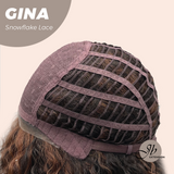 JBEXTENSION 16 Inches Deep Curly Black with Brown Highlight Pre-Cut Snowflake Lace Frontlace Glueless Wig GINA SNOWFLAKE【PERMATEASE】