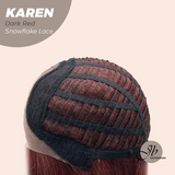 JBEXTENSION 18 Inches Dark Red Pre-Cut T Part Snowflake Lace Frontlace Glueless Wig KAREN DARK RED【BENDY EAR TABS】