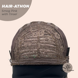 JBEXTENSION 18 Inches Curly Smog Pink with Tinsel Headband Wig HAIR-ATHON - SMOG PINK WITH TINSEL