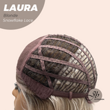 JBEXTENSION 14 Inches Blonde Pre-Cut Side Part Snowflake Lace Frontlace Glueless Wig LAURA SNOWFLAKE【BENDY EAR TABS】
