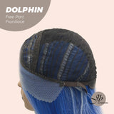 JBEXTENSION 12 Inches Bob Cut Blue With White Highlight Free Part Pre-Cut Frontlace Wig DOLPHIN