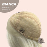 JBEXTENSION 16 Inches Platinum Blonde Wave Free Part Pre-Cut Frontlace Glueless Wig BIANCA