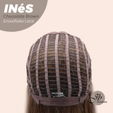 JBEXTENSION 22 Inches Chocolate Brown Pre-Cut Snowflake Lace Frontlace Glueless Wig INéS CHOCOLATE BROWN【PERMATEASE】【BENDY EAR TABS】