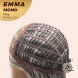 JBEXTENSION EMMA MONO Monofilament Handmade Wig 6X5 Full Monofilament Hand Tied Top Wig 14 Inches Grey Mono Lace Wig With Anti-slip Silicone Strips Glueless Wig EMMA MONO GREY【BENDY EAR TABS】