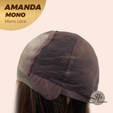 [PRE-ORDER] JBEXTENSION AMANDA MONO Full Monofilament Handmade Full Lace Full Hand Tied Wig 10 Inches Black With Caramel Highlight Mono Lace Handmade Futura Fiber Wig Glueless Wig AMANDA MONO