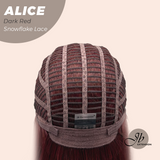 JBEXTENSION 12 Inches Dark Red Pre-Cut Side Part Snowflake Lace Frontlace Glueless Wig ALICE DARK RED【BENDY EAR TABS】