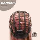 JBEXTENSION 20 Inches Mix Pink Pre-Cut Frontlace Glueless Wig with Bangs HANNAH MIX PINK
