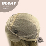 JBEXTENSION 28 Inches Blonde Curly Fiber X, Tangle Less Pre-Cut Free Part Frontlae Glueless Wig BECKY