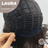 JBEXTENSION 14 Inches Dark Brown Pre-Cut Side Part Snowflake Lace Frontlace Glueless Wig LAURA SNOWFLAKE DARK BROWN【BENDY EAR TABS】
