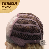 JBEXTENSION TERESA MONO 16INCH Monofilament Handmade Wig 6X5 Full Monofilament Hand Tied Top Wig 16 Inches Mix Blonde Curly Mono Lace Wig With Anti-slip Silicone Strips Glueless Wig TERESA MONO - 16Inch【BENDY EAR TABS】