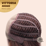JBEXTENSION VITTORIA MONO Monofilament Handmade Wig 6X5 Full Monofilament Hand Tied Top Wig 16 Inches Dark Red Curly Mono Lace Wig With Anti-slip Silicone Strips Glueless Wig VITTORIA MONO【BENDY EAR TABS】