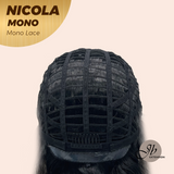 JBEXTENSION NICOLA MONO Monofilament Handmade Wig 6X5 Full Monofilament Hand Tied Top Wig 14 Inches Salt and Pepper Mono Lace Wig Glueless Wig NICOLA MONO【BENDY EAR TABS】