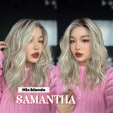 [PRE-ORDER] JBEXTENSION SAMANTHA MONO Full Monofilament Handmade Full Lace Full Hand Tied Wig 17 Inches Mix Blonde Mono Lace Handmade Futura Fiber Wig with Anti-slip Silicone Strips Glueless Wig SAMANTHA MONO MIX BLONDE【BENDY EAR TABS】