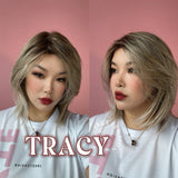 JBEXTENSION 14 Inches Mix Blonde with Dark Root Women Fashion Full Machine Wig TRACY【PERMATEASE】