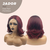 JBEXTENSION 10 Inches Red Curly Lace Front Wig.Pre Plucked 13*4 HD Transparent Lace Frontal Handmade Futura Fiber Swiss Lace Synthetic Fiber Wig JADOR RED