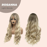 JBEXTENSION 28 Inches Long Body Wave Light Blonde Wig With Bangs ROSANNA LIGHT BLONDE