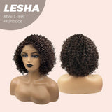 JBEXTENSION 12 Inches Deep Curly Brown Side Part Mini T Part Frontlace Glueless Wig LESHA