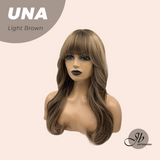 JBEXTENSION 22 Inches Light Brown Wave With Bangs Wig UNA LIGHT BROWN