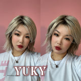 JBEXTENSION 14 Inches Ash Blonde White Wig Women Fashion Full Machine Wig YUKY【PERMATEASE】