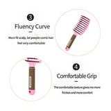 JB Curved Boar Bristle Hair Brush Professional Detangling Hairbrush Head Massage Comb Hairdressing Styling Comb
