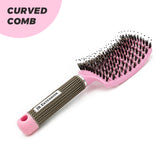 JB Curved Boar Bristle Hair Brush Professional Detangling Hairbrush Head Massage Comb Hairdressing Styling Comb
