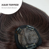 JBEXTENSION Marrón Oscuro Clip en la parte superior del cabello con flequillo para mujeres Clip en el peluquín para una ligera pérdida de cabello/adelgazamiento del cabello 10 pulgadas