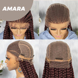 JBEXTENSION pelucas trenzadas con encaje Frontal completo de 36 pulgadas para mujer peluca con trenzas en caja con pelo de bebé Frontal de encaje sintético AMARA