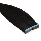 Tape in Hair Extensions Human Hair, Remy Tape in Hair Extensions 20inch  Tape in Human Hair 50g 20pcs  #1 BLACK