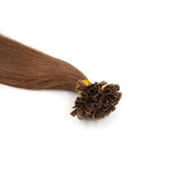 Extensiones de cabello con punta en U, Color de cabello humano 6 marrón claro, cabello Remy Real, extensiones de cabello de fusión de 20 pulgadas, 1 gramo por hebra, 20 hebras 