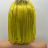 JBEXTENSION 12 Inches Bob Cut Frontlace Real Huaman Hair Crazy Color Wig PANDORA-MIMOSA
