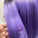 JBEXTENSION 12 Inches Bob Cut Frontlace Real Huaman Hair Crazy Color Wig PANDORA-HYACINTH