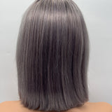 JBEXTENSION 12 Inches Bob Cut Frontlace Real Huaman Hair Crazy Color Wig PANDORA-GAINSBORO