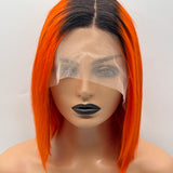 JBEXTENSION 12 Inches Bob Cut Frontlace Real Huaman Hair Crazy Color Wig PANDORA-PERSIMMON